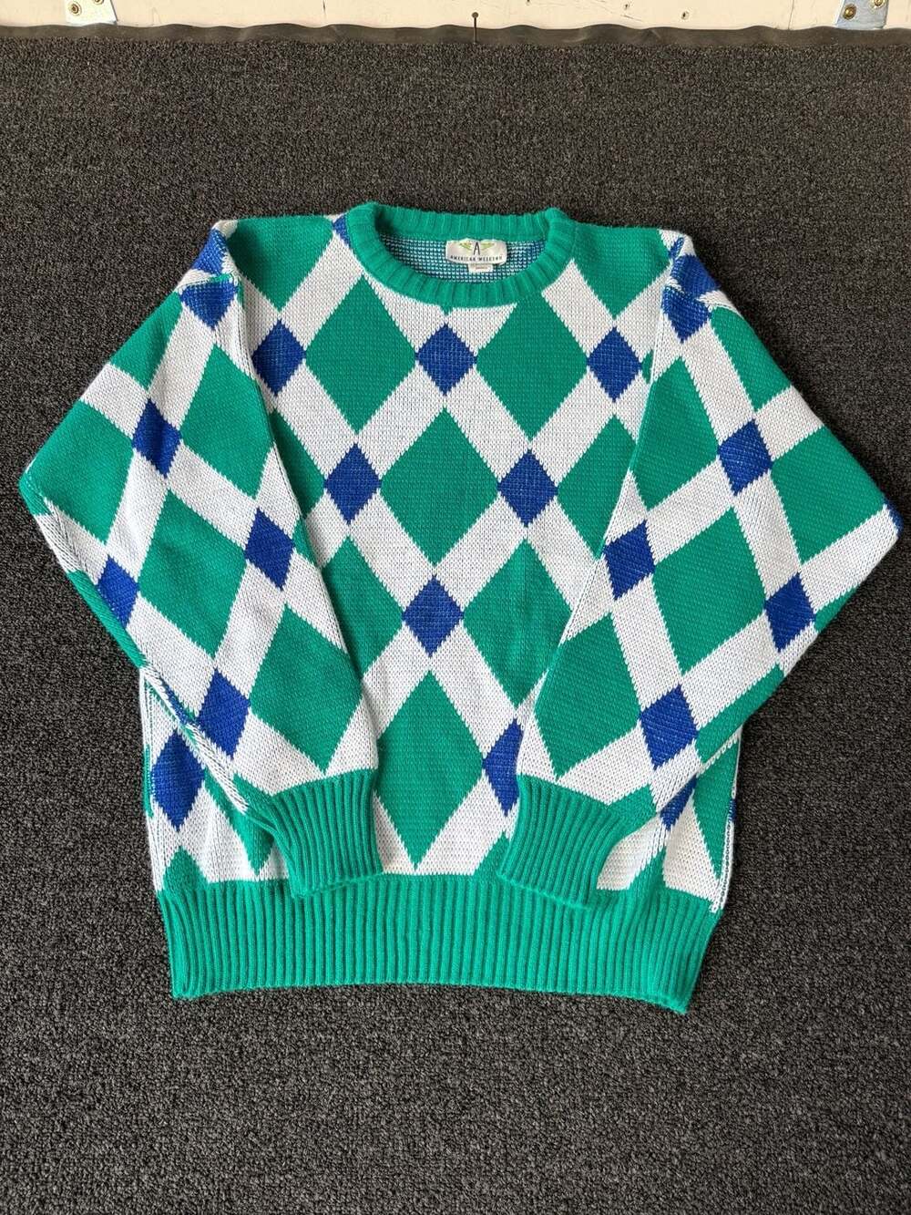American Weekend Vintage Argyle Crewneck Sweater